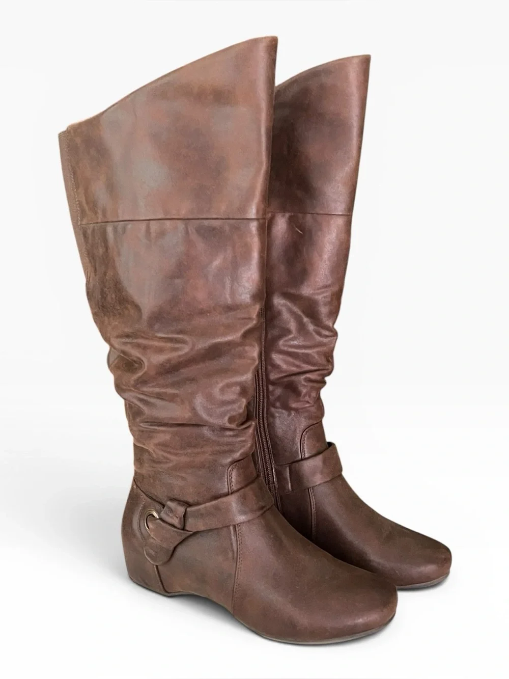Baretraps Wide Calf Sanova2 Knee-High Brown Leather Fashion Boots Size 8.5 M